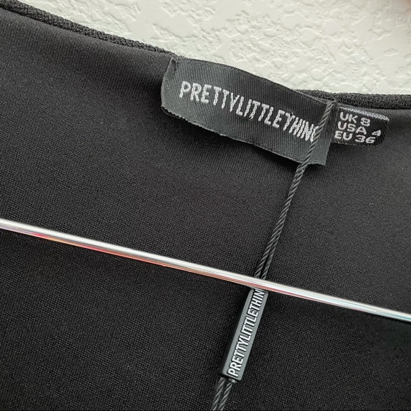 Prettylittlething Black Frill Detail Wrap Dress - Picture 5 of 9